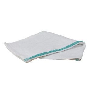 16" x 19" WHITE BAR TOWEL w/GREEN STRIPE - W17205